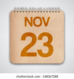 23 November on Old Notebook Vector 