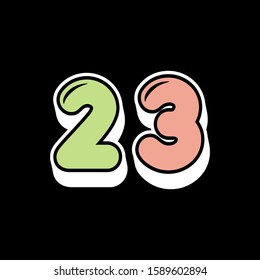 23 number bold letter digit logo design