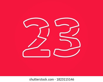 23 number. Modern trendy, creative style design. For logo, brand label, design elements, corporate identity, application etc. Isolated vector illustration          