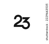 23 number twenty three minimal modern logo, icon, sign. Vector illustration isolated object on background