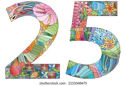 23 number vintage font. Engraving design. Vector illustration.