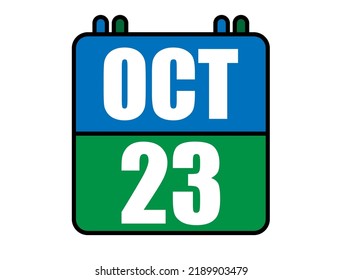 23 October calendar. Blue and green calendar page for October days. Vector isolated on white background.