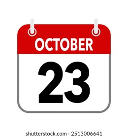 23 October, calendar date icon on white background.