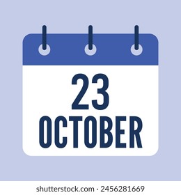 23 October Calendar, Isolated Vector Calendar.