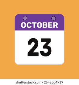 23 october calender icon text page monthly web design.