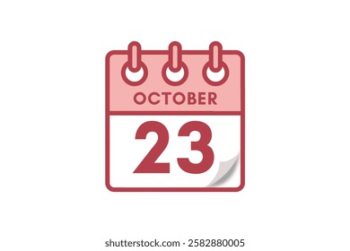 23 October month single day vector, illustration, calendar with maroon, rose and white color background calendar October 23