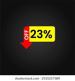 23% off Discount tag. Marketing promotions, retail sales. Simple offer tag design. Twenty three percent off.