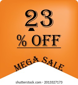 23% de descuento en un globo naranja para mega ofertas. Superventa, texto negro