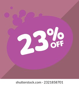 23% de descuento, porcentaje en un círculo coloreado, promoción, gran venta, fondo colorido
