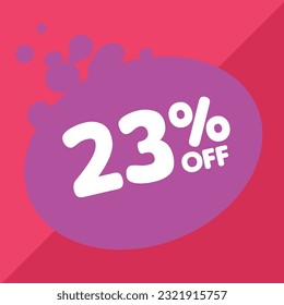 23% off per cent, percentage number in a colored circle, promotion, big sale, colorful background