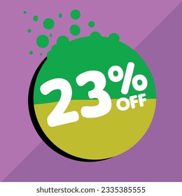 23% off per cent, percentage number in a colored circle, promotion, big sale, colorful background