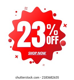 23% off, red online super discount sticker in Vector illustration, with various abstract sale details