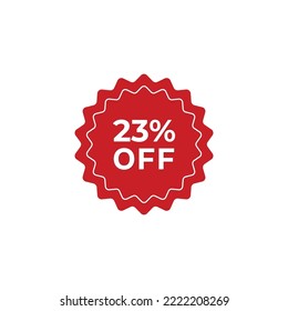 23% off sale label symbol promotion flat icon, Sale tag vector badge template, clearance sale sticker emblem, bargain sale red sign modern design isolated on white background