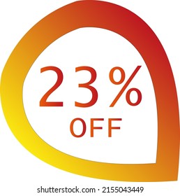 23 percent off with orange vector off circle format