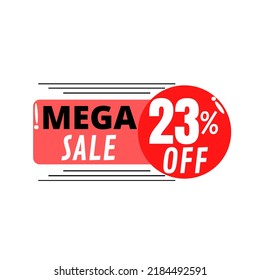 23% percent off. Red and white red offer tag for discount and price drop on white background. Illustration vector