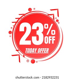23% percent off (TODAY OFFER), red 3D icon design, with lots of super discount details. vector illustration