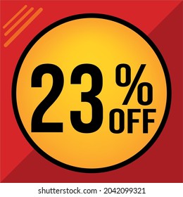 23 por ciento de descuento. veintitrés por ciento de descuento.