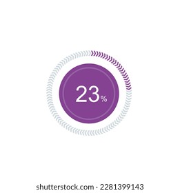 23% percentage infographic circle icons,23 percents pie chart infographic elements for Illustration, business, web design.