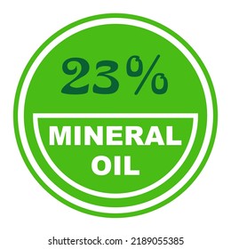 23% percentage mineral oil wonderfull rounded shape design element vector illustration for promo sign label on white background with fantastic font and white color