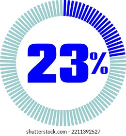 23 % mit Round Pie Chart. Wirtschaftliches, medizinisches, sportliches und schnelles Konzept