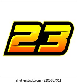 23 RACING NUMBER ORANGE YELLOW GRADIENT