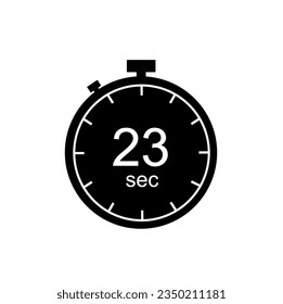 23 seconds timer, 23 sec stopwatch or countdown icon.
