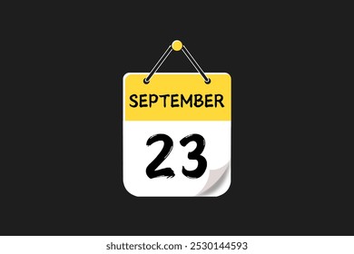 23 de setembro ícone página de texto página de texto web mensal em amarelo, vermelho, preto e branco fundo vetor, ícone, ou ilustração com o mês de setembro 23