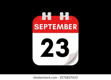 23 September month single day vector, illustration, calendar with red, gray, white and black color background calendar September 23