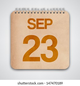 23 September on Old Notebook Vector 
