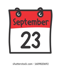 23 September. Vector flat daily calendar icon. Date and time, day, month. Holiday