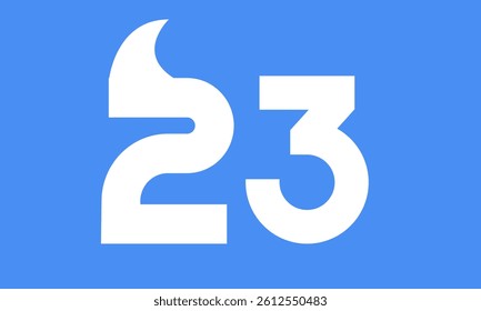 23 Shark Logo Number Simple Modern Blue