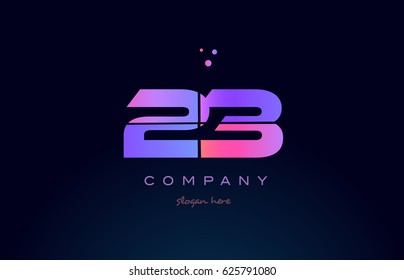 23 twenty three pink blue purple number digit numeral dots creative company logo vector icon design template