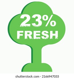 23% Vector Illustration of Fresh food everyday graphic label or sticker on white background, vector design illustration. Suitable for product label