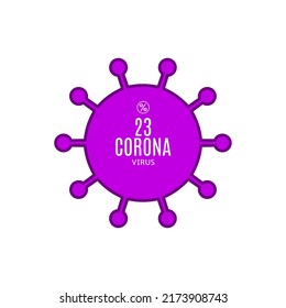 23% vector sign symbol in the form of virus illustration, corona outbreak diagnosis stamp, isolated on white background