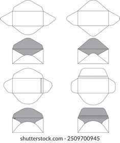 23 x 11 modelo de corte de envelope de tamanho. Envelope de circuito isolado de design vetorial com maquetes. Dimensão normalizada internacional