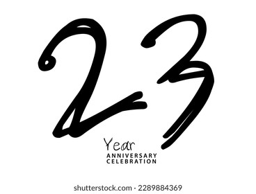 23 year anniversary celebration black color logotype vector, 23 number design, 23th Birthday invitation, anniversary logo template, logo number design vector, calligraphy font, typography logo