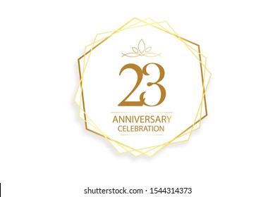 23 year anniversary, minimalist logo. Gold  vector illustration on white background - vector