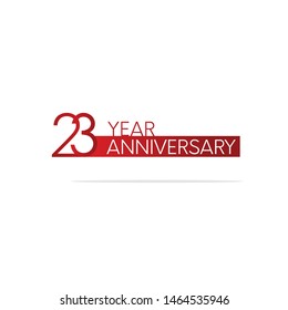 23 Year Anniversary Red Color with White Text, For Invitation, banner, ads, greeting card - Vector