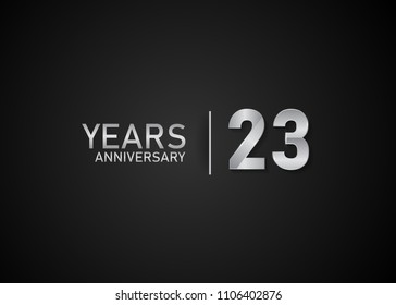 23 year anniversary silver design for celebration event isolated on black background 