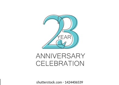 23 year Anniversary, Sleek and Clean Design, Inspired by Comic and Magazine Looks, Pastel Blue Color, Dedicated for invitation, greeting card - Vector