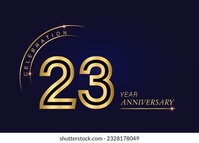 23 year anniversary vector banner template.Dark Blue Golden Royal anniversary Graphics Background.Growing Elegant Shine Spark. Luxury Premium Corporate Abstract Design Template.modern Shape Post.