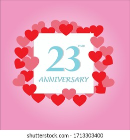 23 year anniversary, vector design with love for celebrations, invitation cards and greeting cards