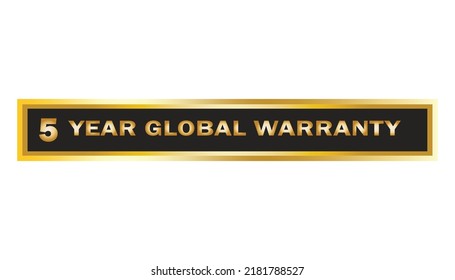 23 Year global warranty vector art illustration with gold and black color with fantastic font and white background