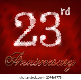 23 year happy birthday card, 23th anniversary sparkles - vector EPS10