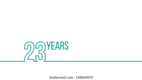 23 years anniversary or birthday. Linear outline graphics. Can be used for printing materials, brouchures, covers, reports. Stock Vector illustration isolated on white background