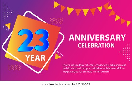 23 years anniversary celebration logo vector template design