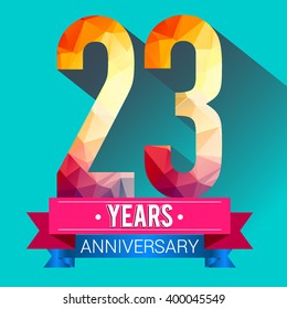 23 Years Anniversary celebration logo. with colorful polygonal.