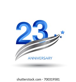 23 years anniversary. celebration logo design with swoosh and star