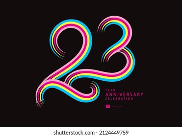 23 years anniversary celebration logotype colorful line vector, 23th birthday logo, 23 number, Banner template, vector design template elements for invitation card and poster, t shirt design vector