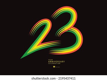 23 years anniversary celebration logotype colorful line vector, 23th birthday logo, 23 number design, Banner template, logo number elements for invitation card, poster, t-shirt.